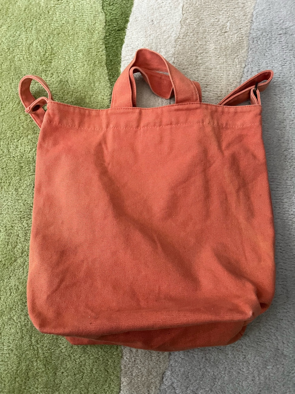 BAGGU Coral Canvas Tote with Navy Logo Tab